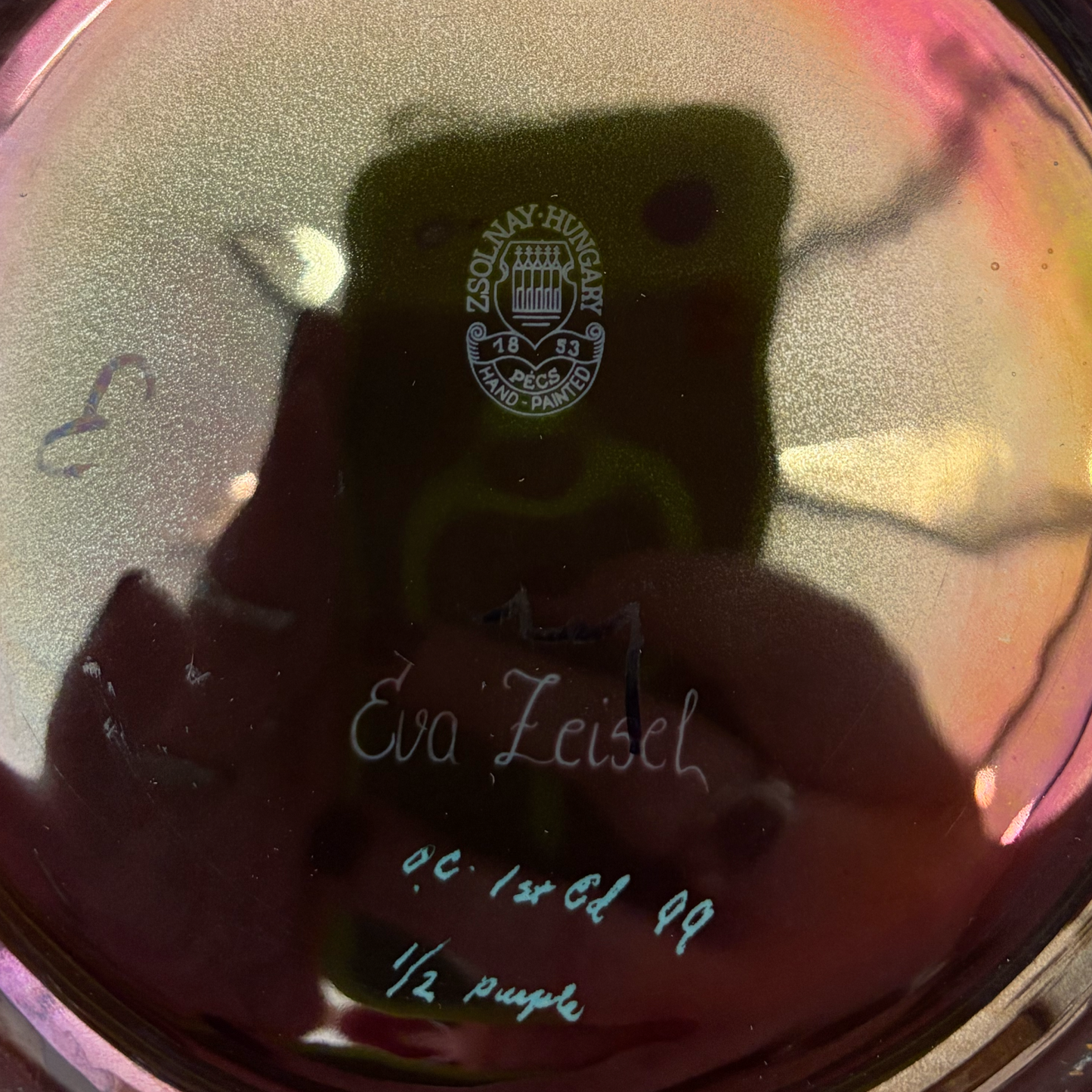 Large Purple Zsolnay Vase