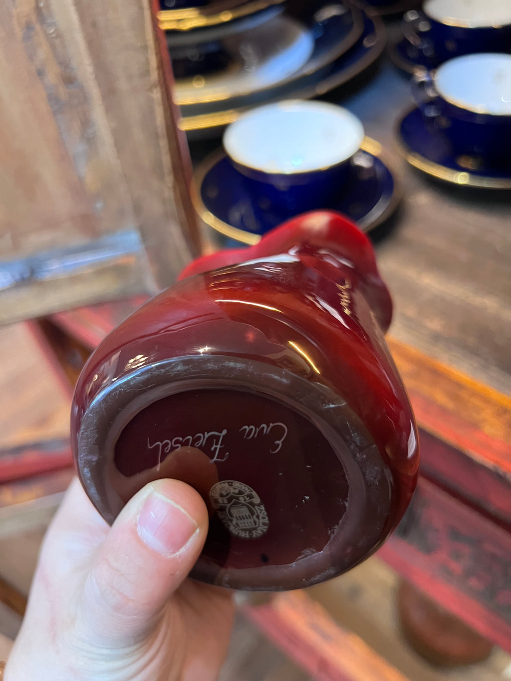 Rare Red Zsolnay Squat Vase