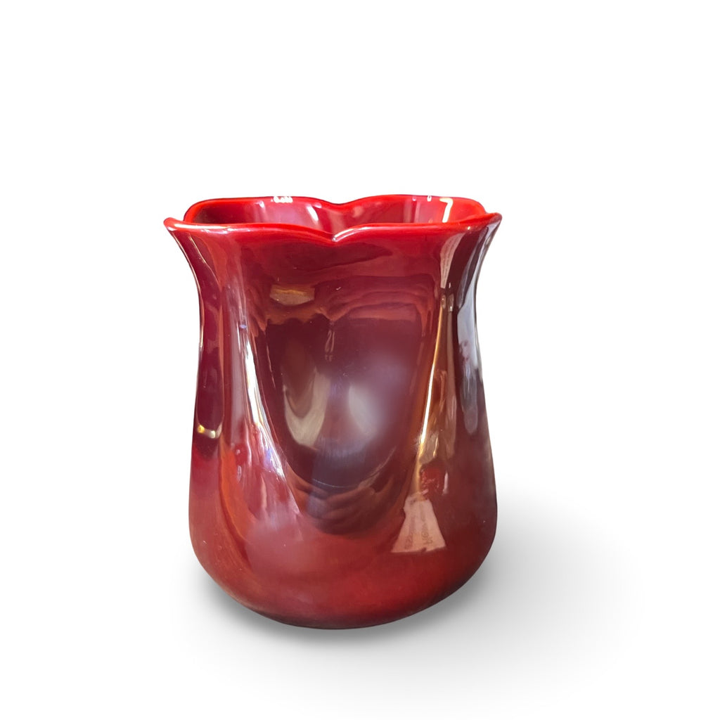 Rare Red Zsolnay Squat Vase