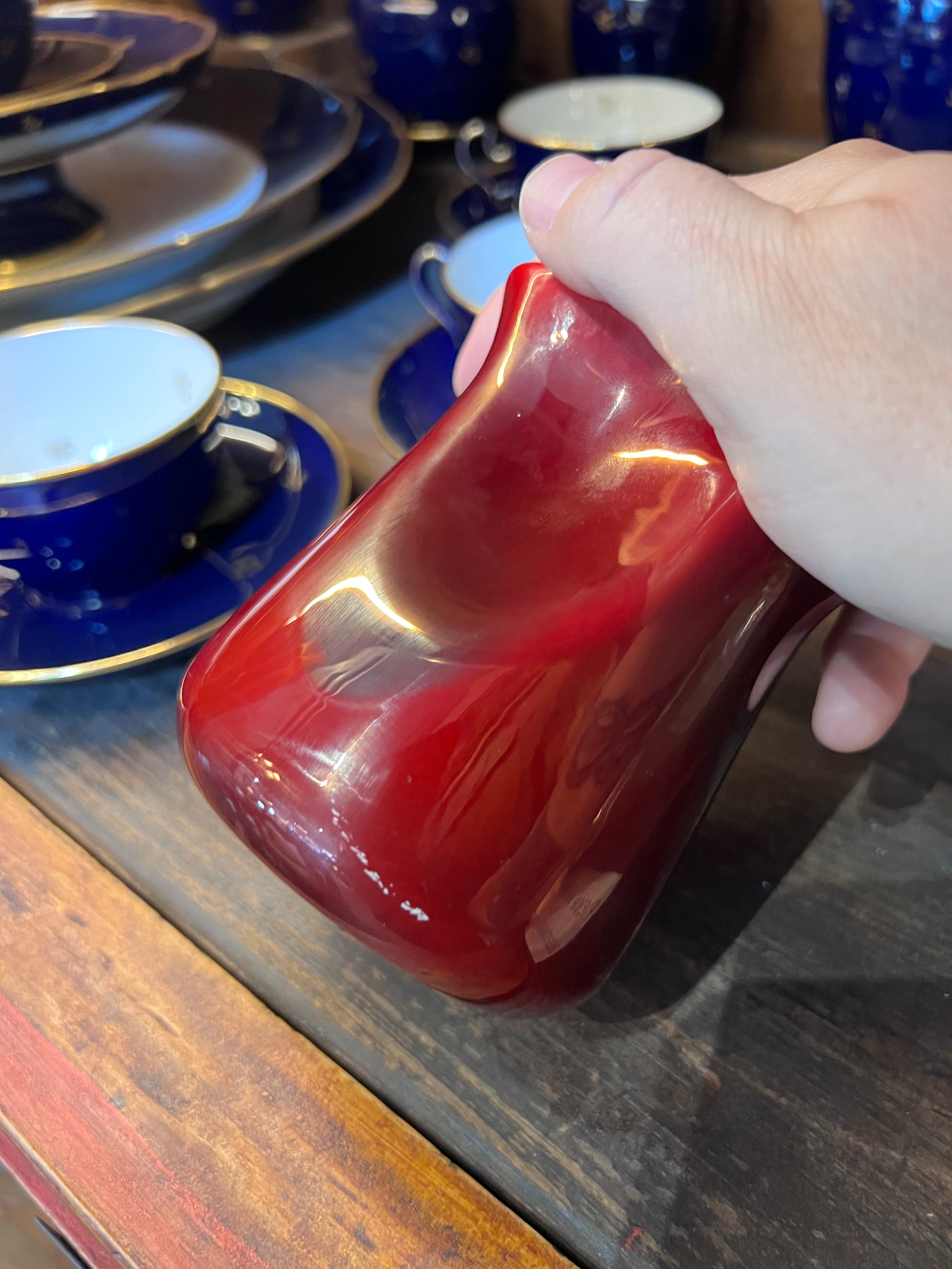 Rare Red Zsolnay Squat Vase