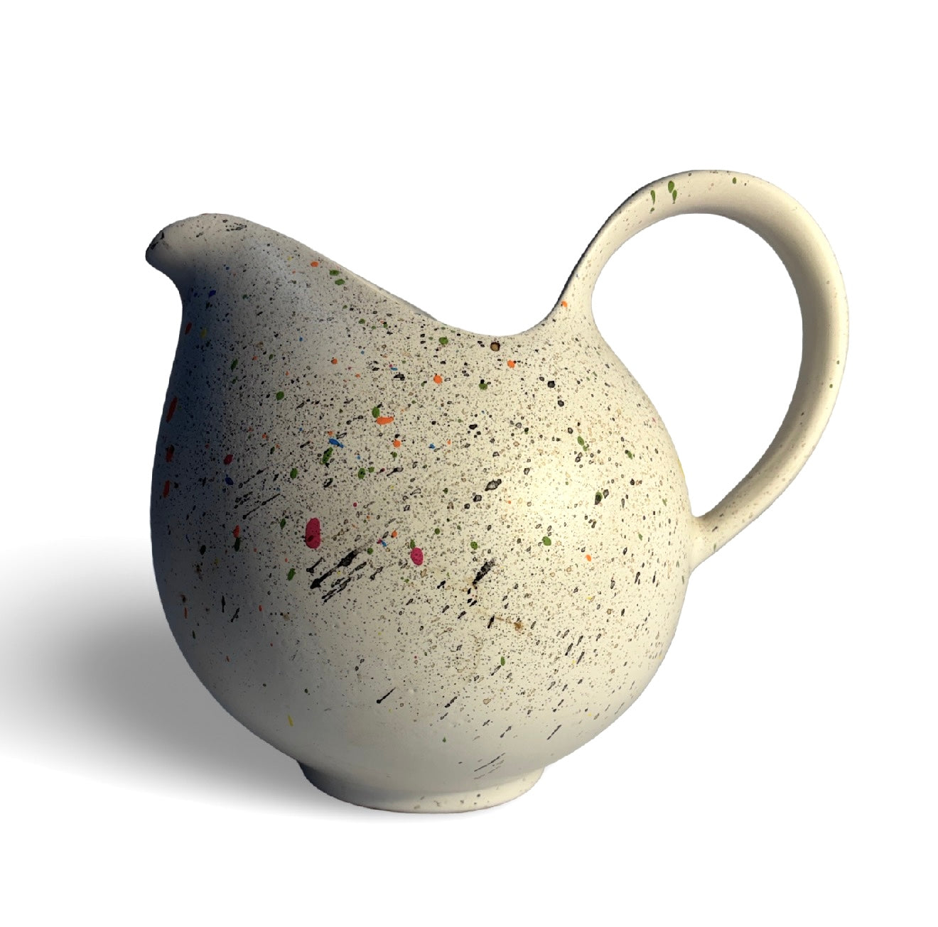 One of a Kind Splattered White Terra Cotta Pitcher