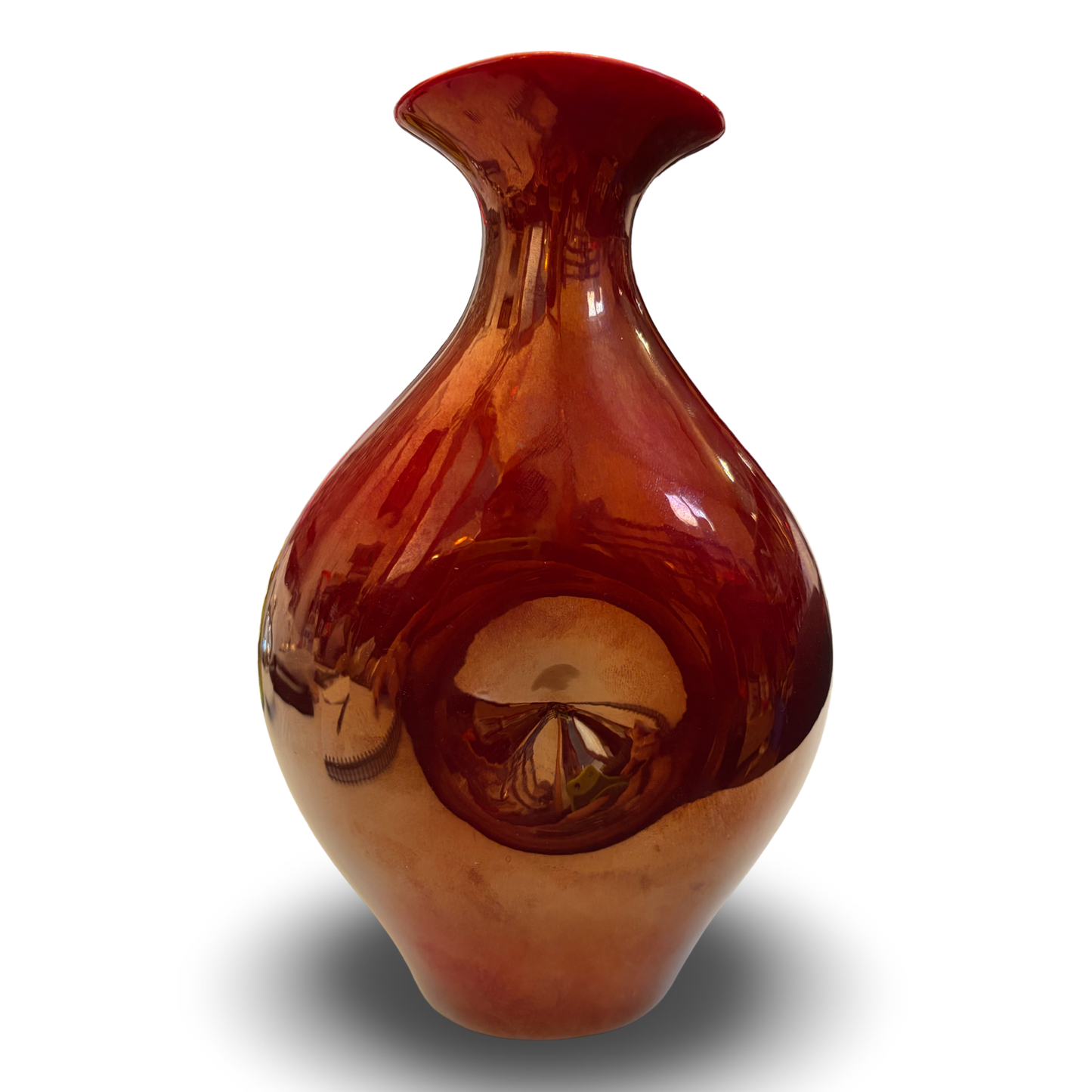 Red Zsolnay Belly Button Vase