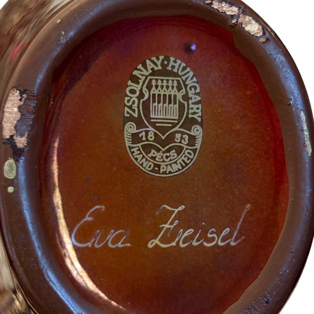 Red Zsolnay Belly Button Vase