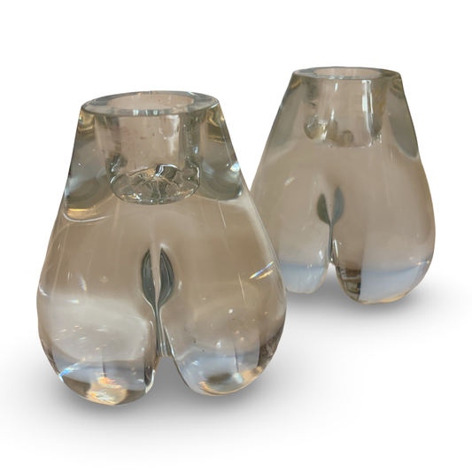 Pair of Hand-blown Crystal Candlesticks