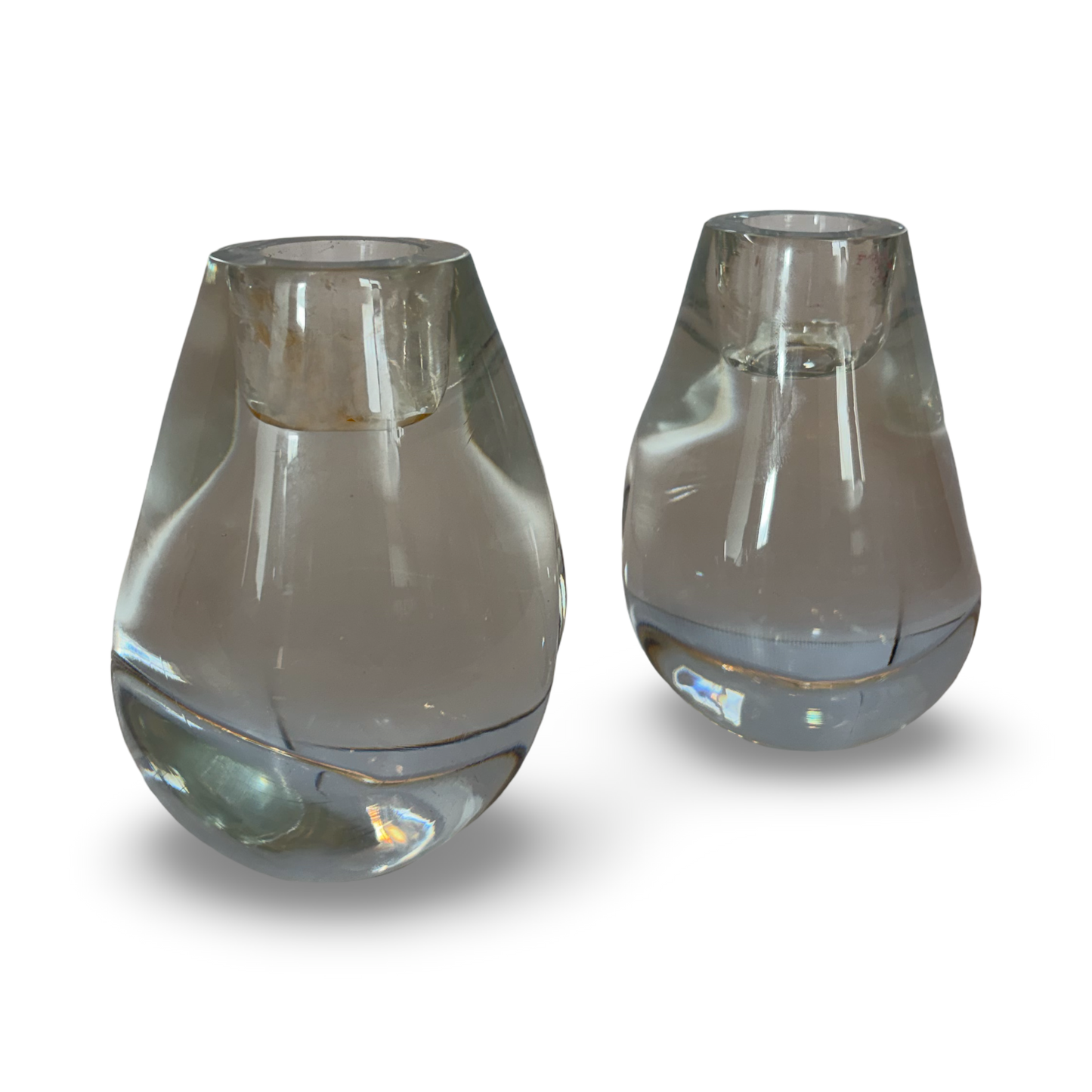 Pair of Hand-blown Crystal Candlesticks