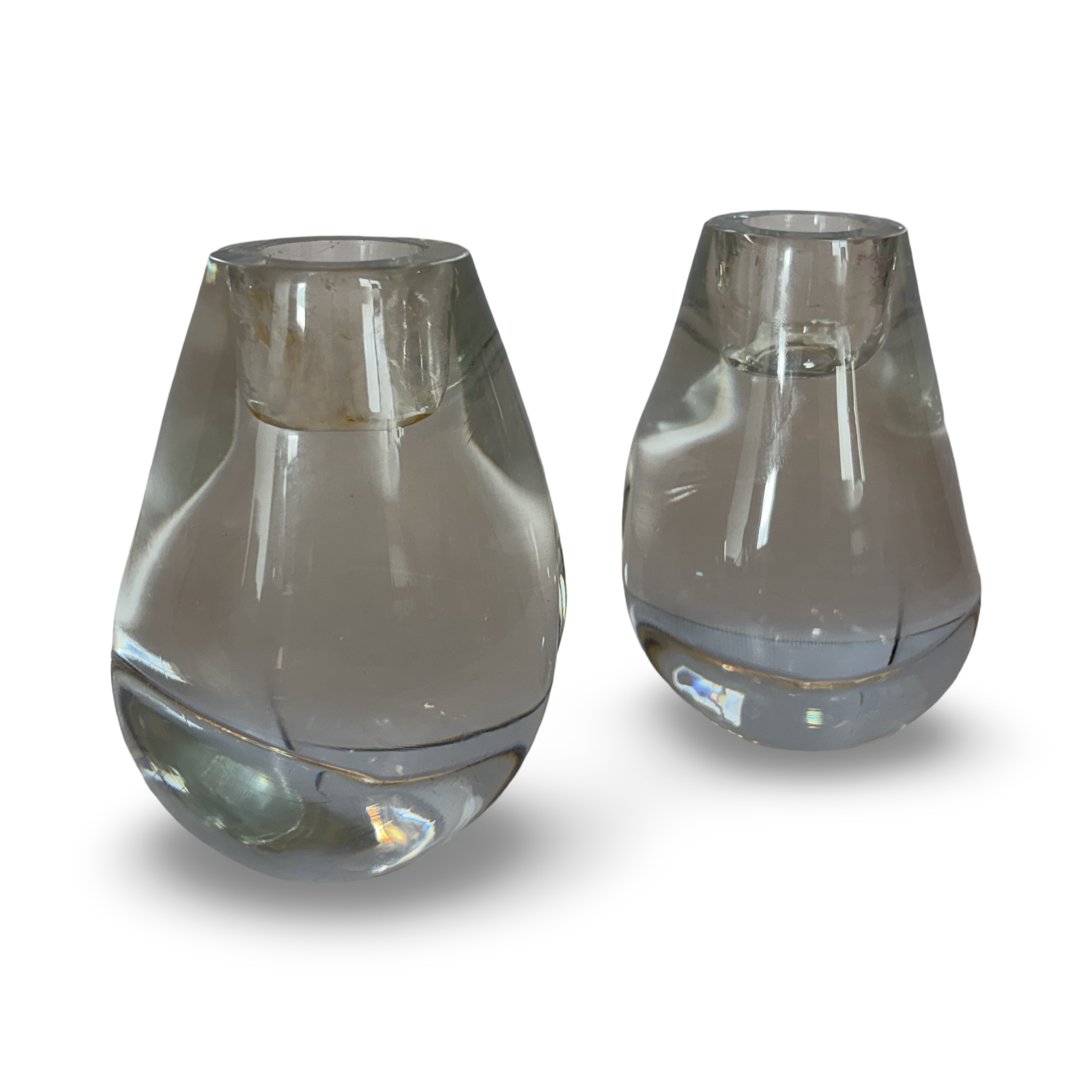 Pair of Hand-blown Crystal Candlesticks