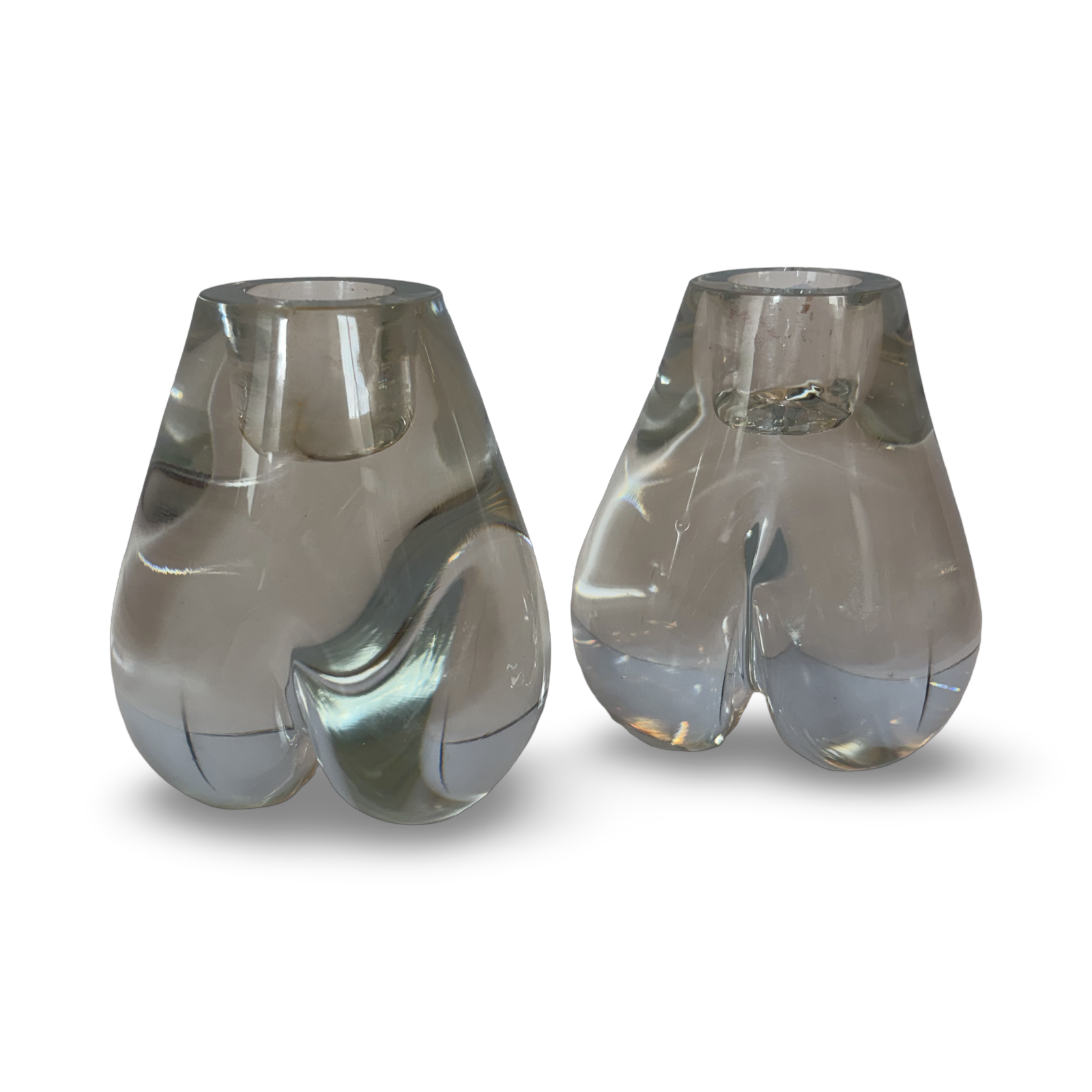 Pair of Hand-blown Crystal Candlesticks