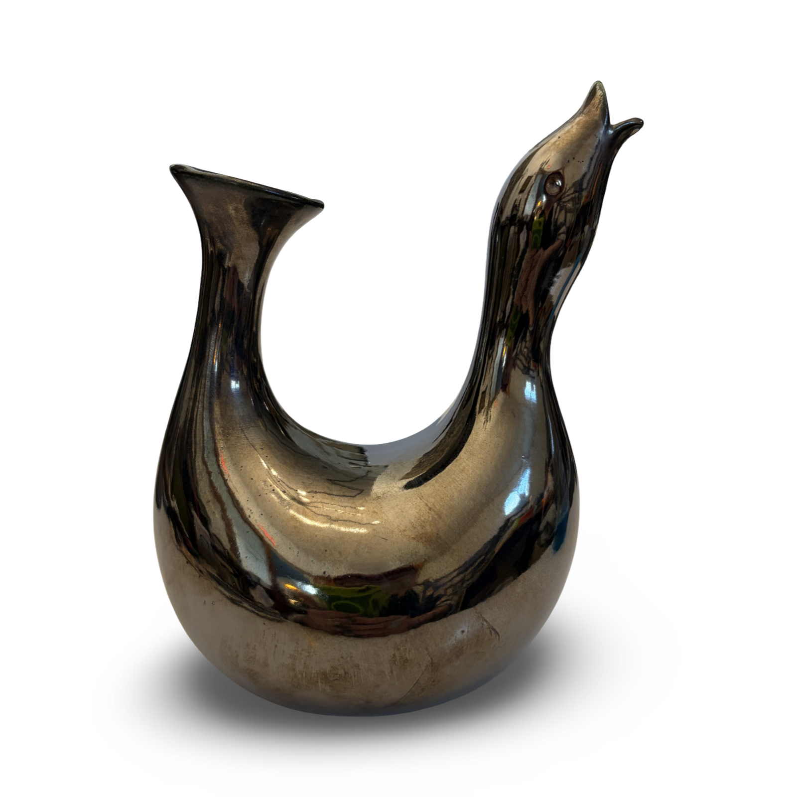 Gunmetal Bird Vase