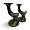 Gunmetal Glaze Pair of Bird Candleholder
