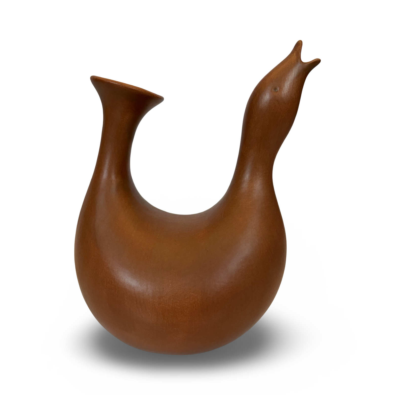 Unique Terracotta colored glaze example, Bird Vase