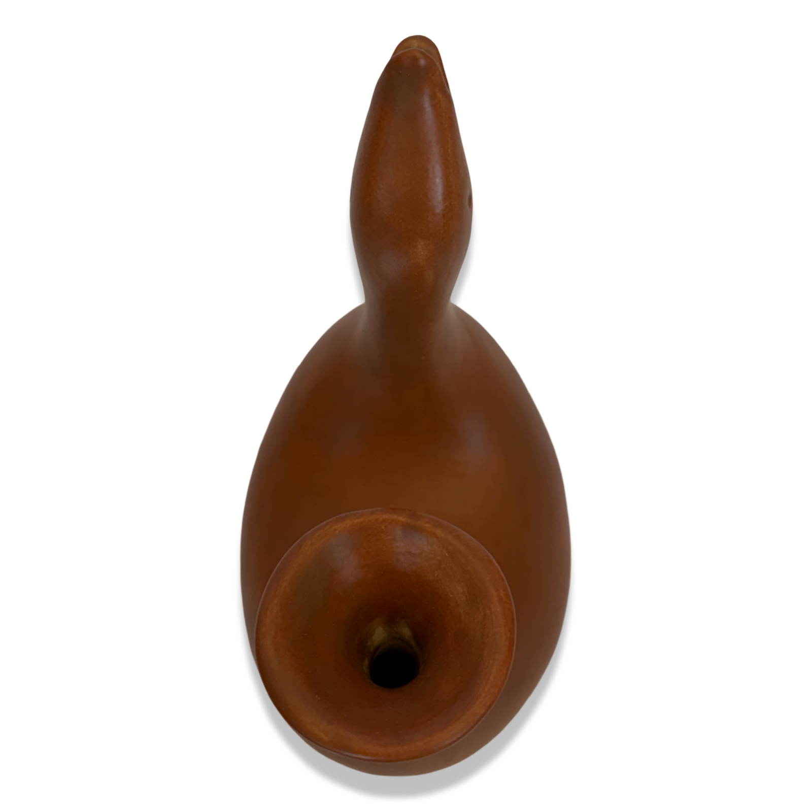 Unique Terracotta colored glaze example, Bird Vase