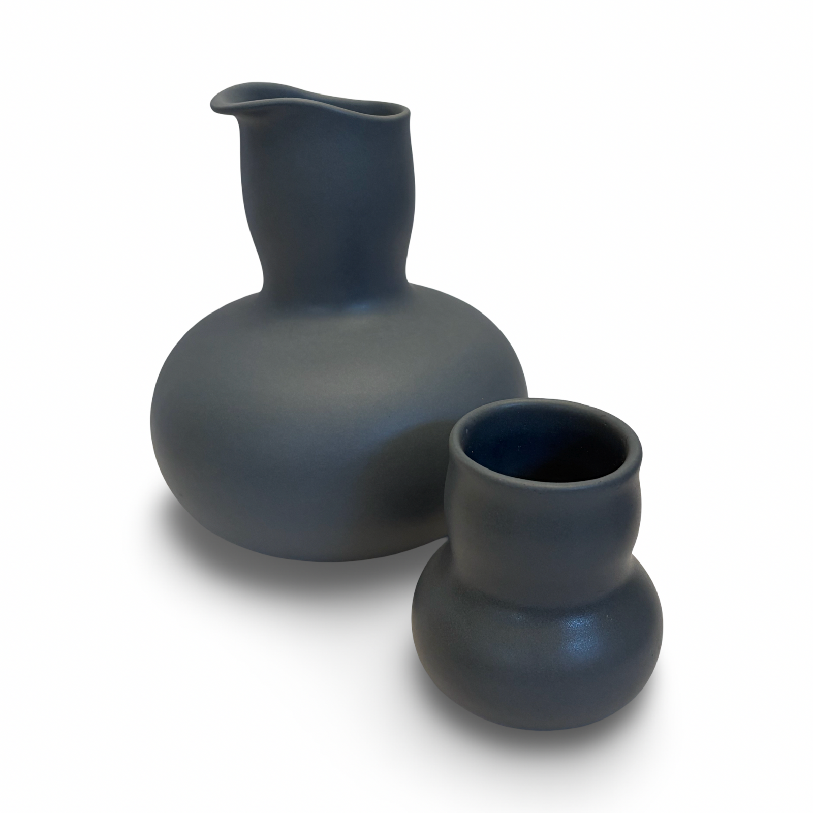 Slate Gray/Blue Decanter and Cup Set