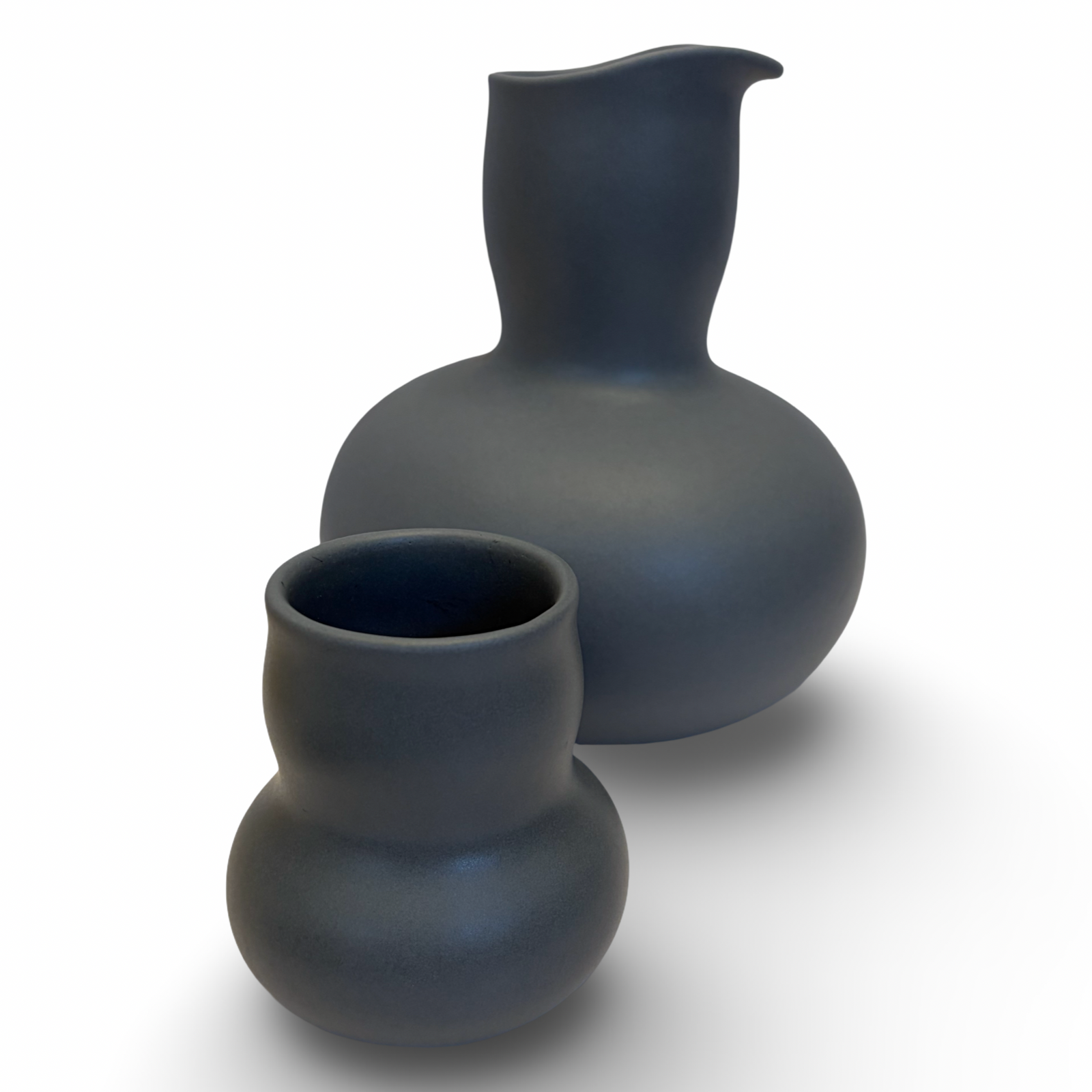 Slate Gray/Blue Decanter and Cup Set