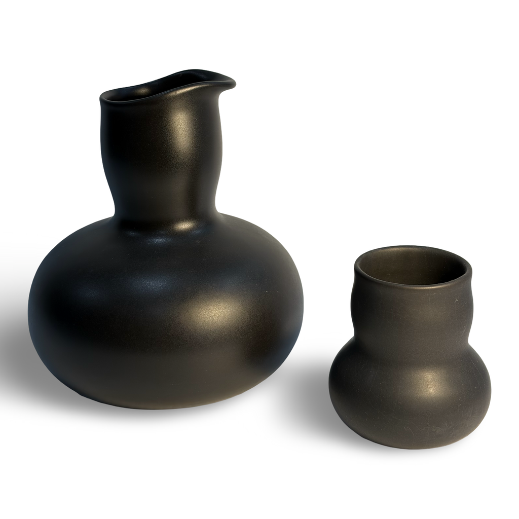 Black Decanter and Cup Set