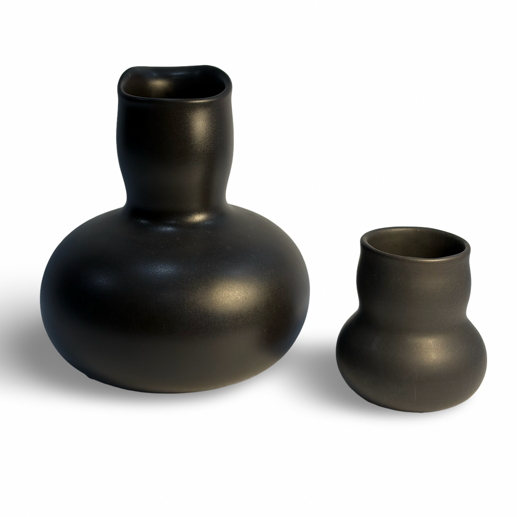 Black Decanter and Cup Set
