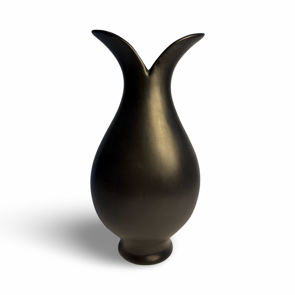 Black Glazed Earthenware Bud Vase