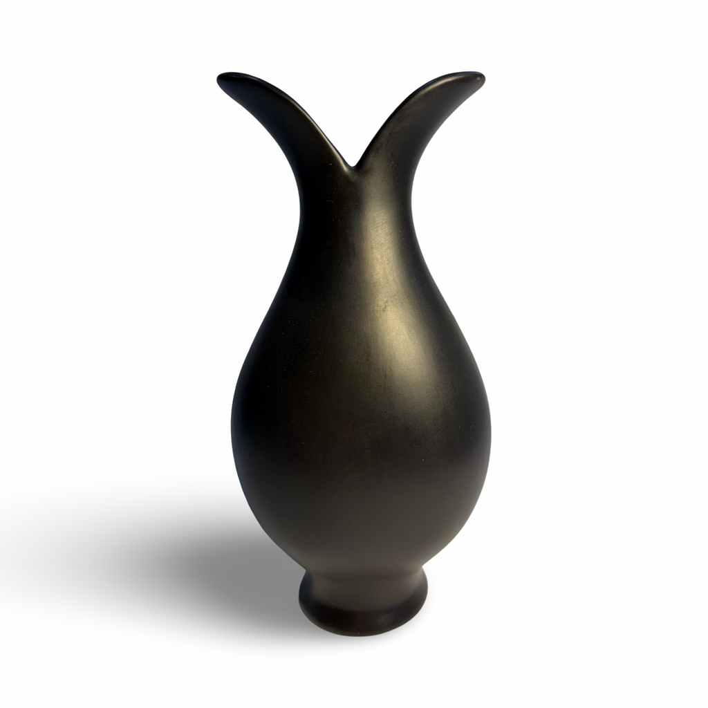 Black Glazed Earthenware Bud Vase
