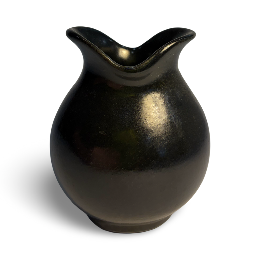 Black Glazed Earthenware Bud Vase