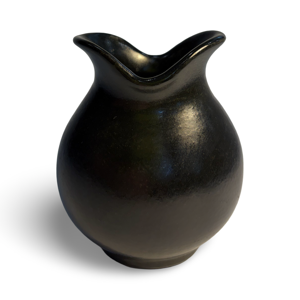 Black Glazed Earthenware Bud Vase