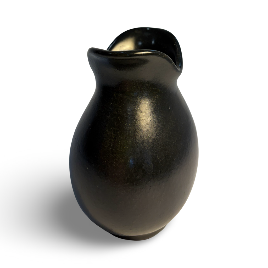 Black Glazed Earthenware Bud Vase