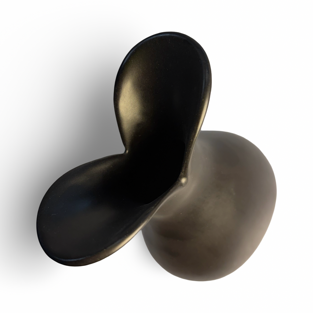 Black Glazed Earthenware Bud Vase