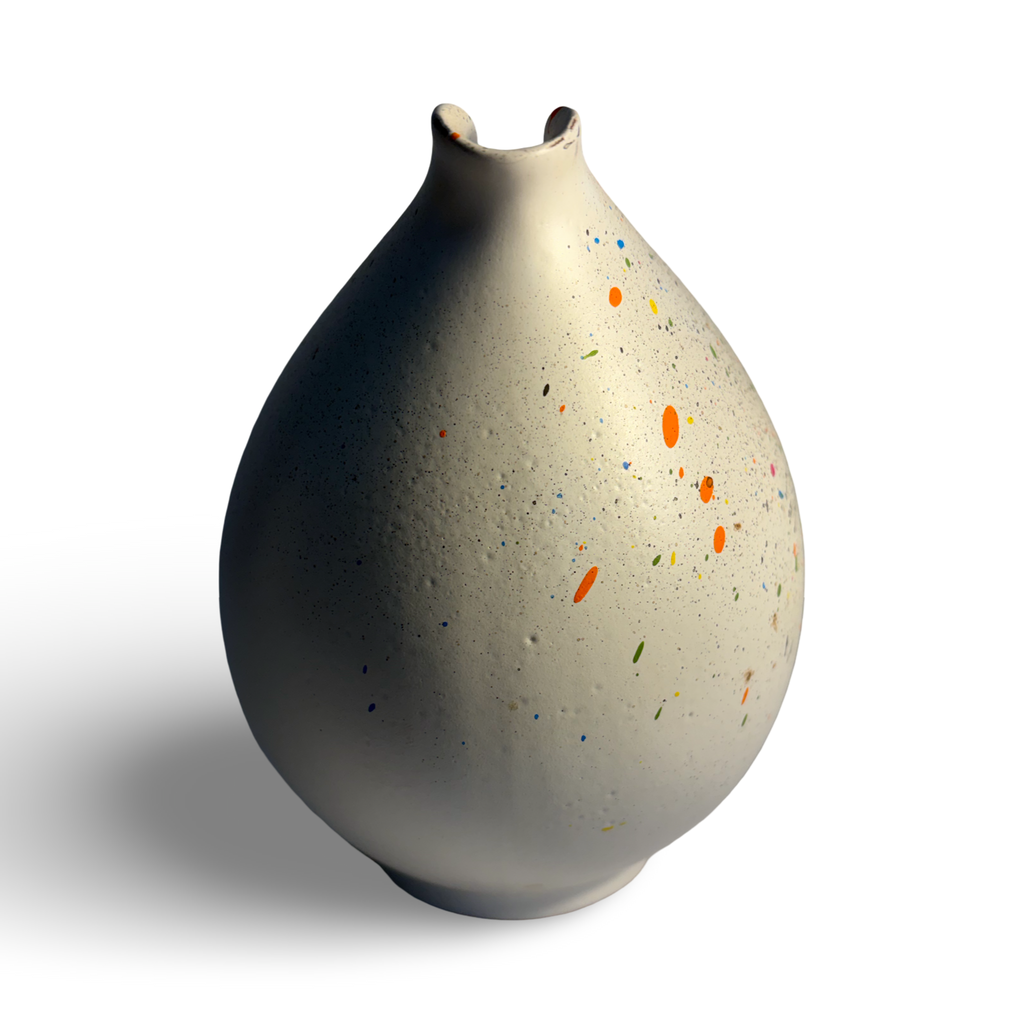 One of a Kind Splattered White Terra Cotta Pitcher