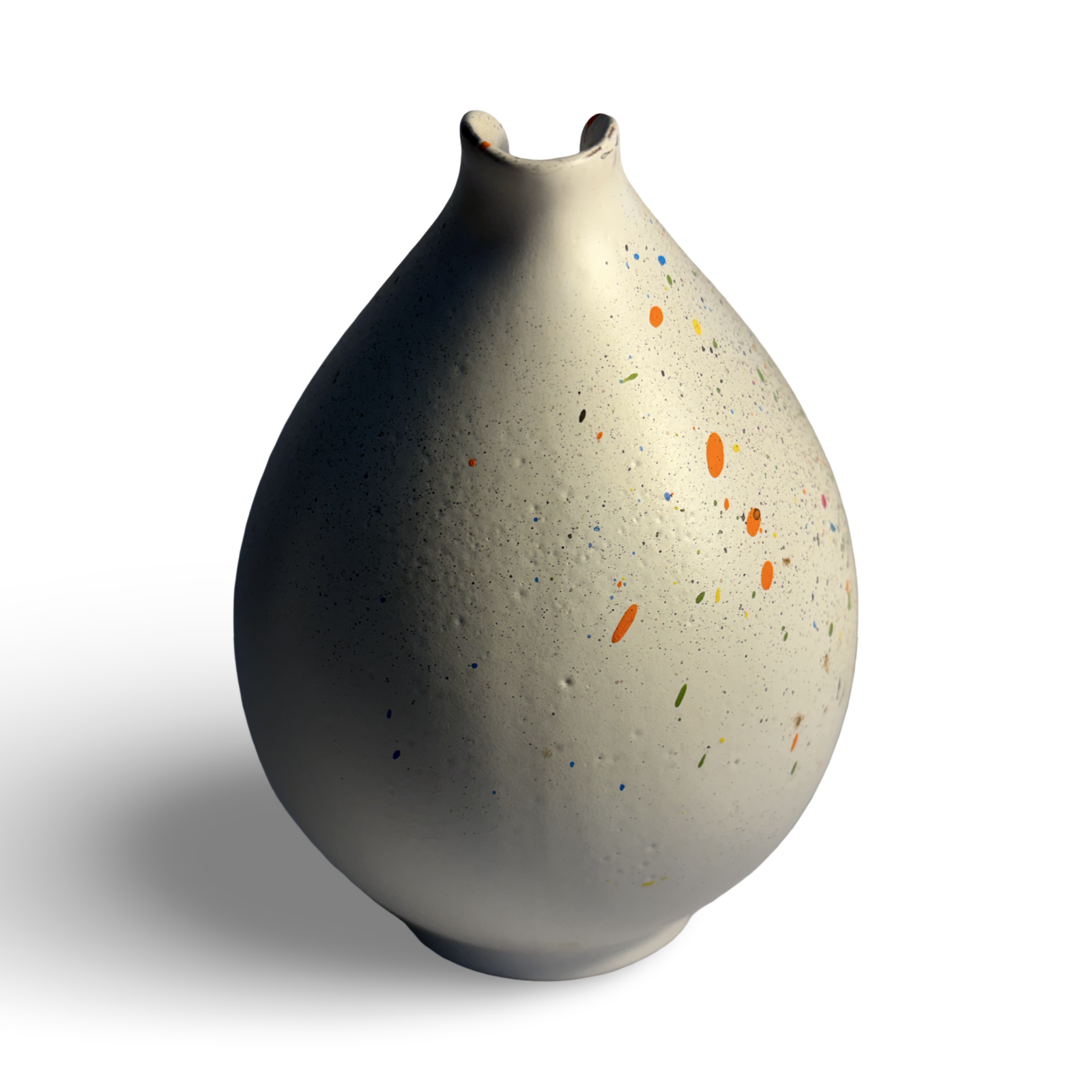 One of a Kind Splattered White Terra Cotta Pitcher