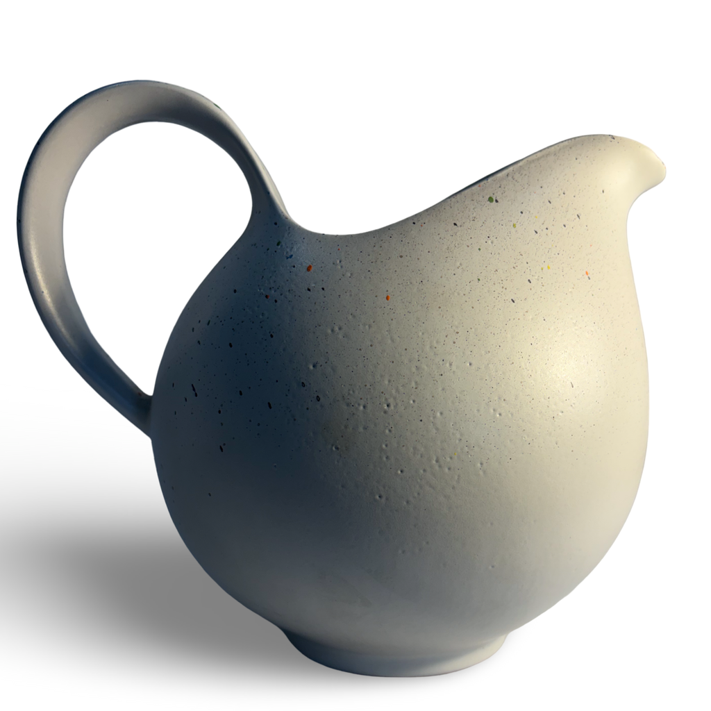 One of a Kind Splattered White Terra Cotta Pitcher