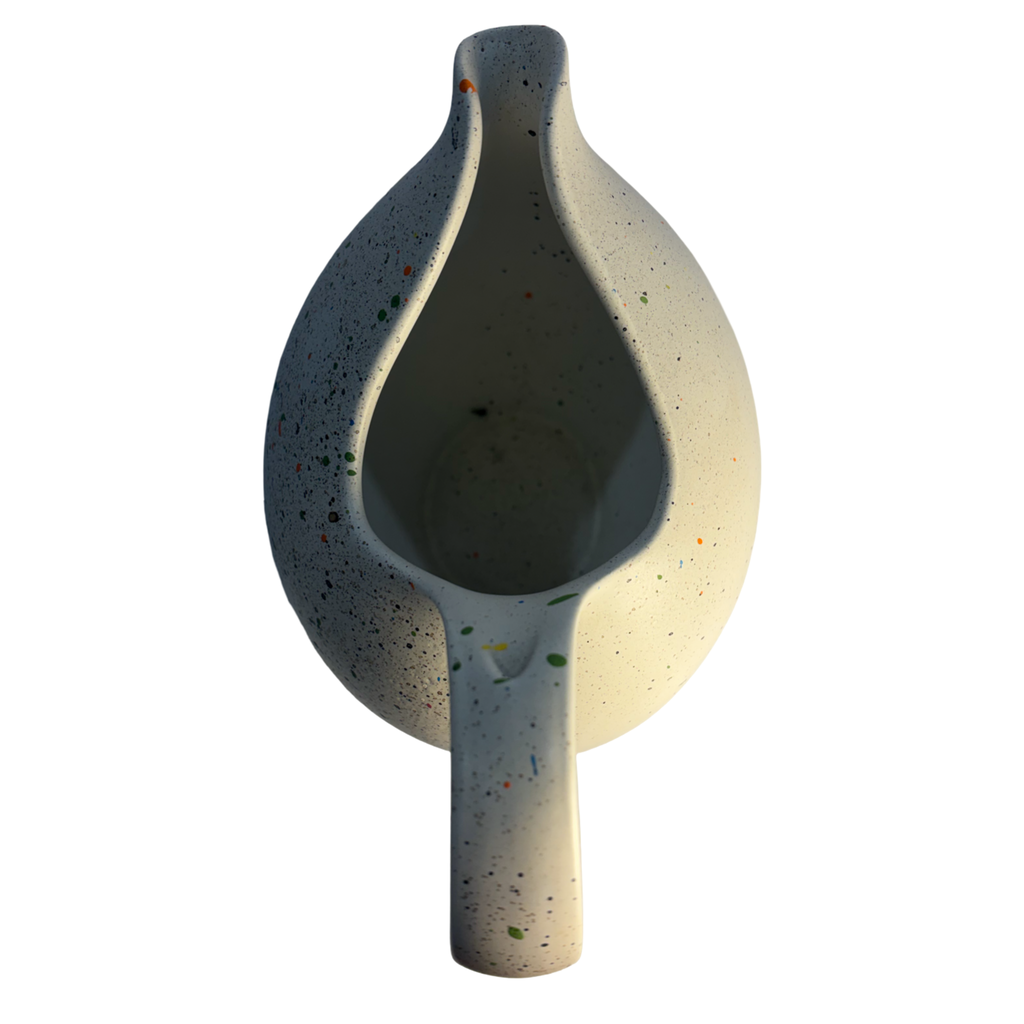 One of a Kind Splattered White Terra Cotta Pitcher