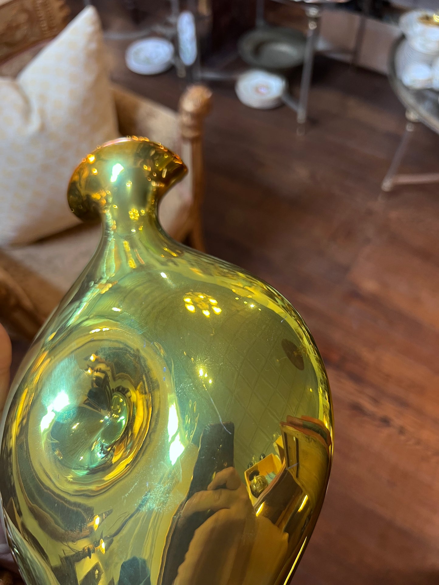 Rare Yellow to Green Zsolnay Belly Button Vase